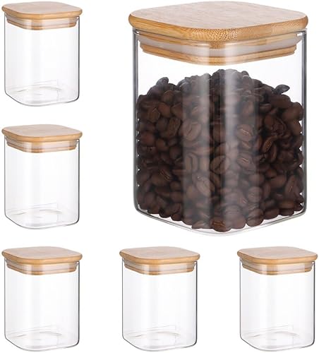 Joyibay 6 tarros de vidrio de 17 onzas para almacenamiento de alimentos, recipientes de almacenamiento de vidrio transparente con tapas herméticas,