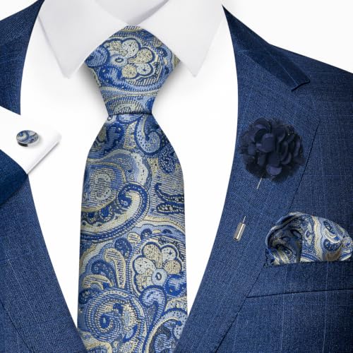 Image of joy alice 70 Colors Ties Set Men Mixed Color Necktie Handkerchief Cufflinks Brooch 3.15 Formal