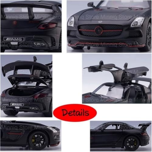 Image of 1 /32 Merceedes Benz SLS AMG GT Future Model Car - Exclusive Alloy Metal Pullback Toy with Openable Doors, Lights, and Music for Kids (1:32 Merceedes SLS- Black)