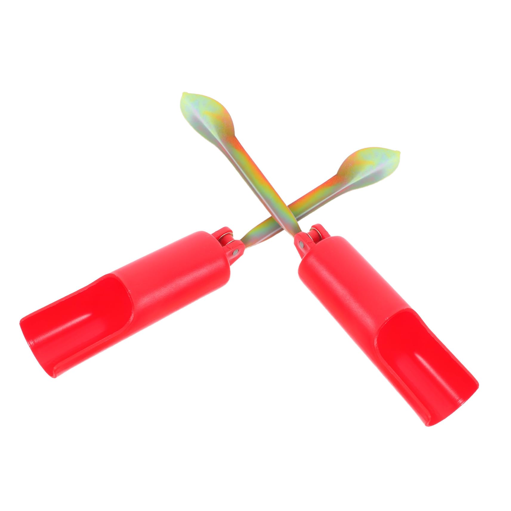 2 Plegables para Caña de Pescar de 32 Cm en Plástico y Metal, Diseño Compacto para Pesca en Hielo y Orilla, Color Rojo, Reduce Fatiga