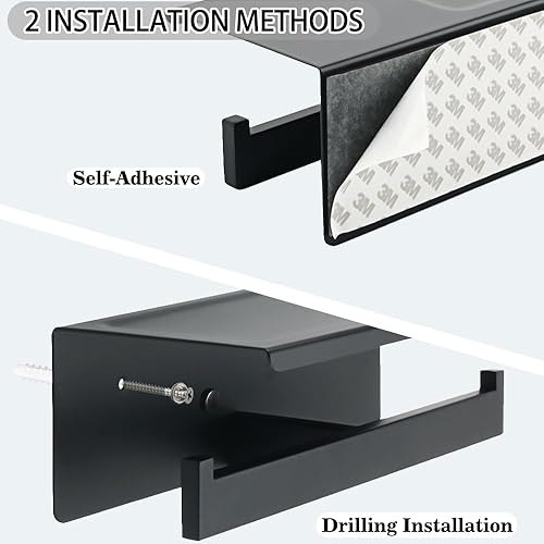 Miniatura 3 de Alise Soporte doble de papel higiénico, soporte de papel higiénico de baño con estante, dispensador de almacenamiento de rollos de papel higiénico
