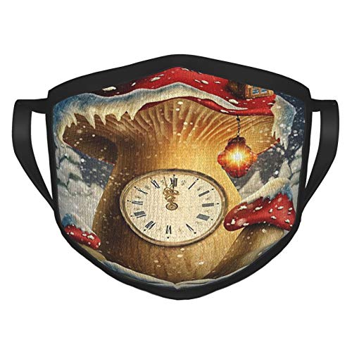 Preisvergleich Produktbild wokao Fantasy Mush House Uhr und eine Lampe, schneebedeckte Märchenlandschaft, magisches Weiß, Rot, Hellbraun, wiederverwendbar