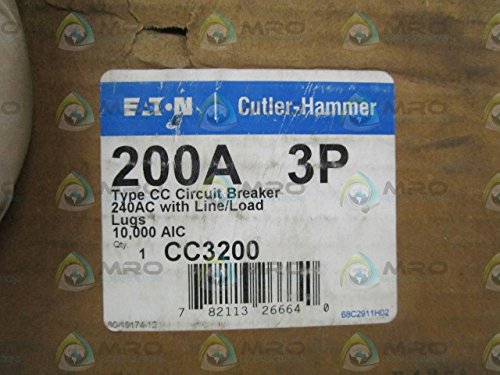 EATON CUTLER HAMMER CC3200 CC Breaker 200A/3 Pole 240V 10K