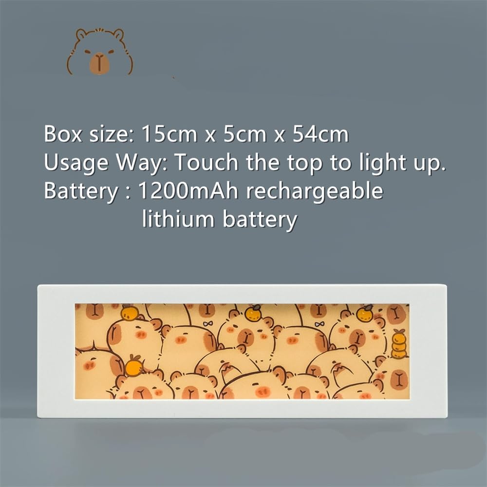 3D Animals Motion Night Light Capybara Cats Dogs Laser Lamp Box Touch Control Lamps for Bedroom Table Desk Lightbox Decor Birthday Gift (Capybara, Big)