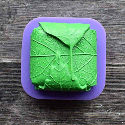 Leaves Silicone Candle Molds Cuboid With Leaves Soap Molds ,Runloo Chocolate Cake Baking Moulds Fondant Cake Leaves Molds (Square Leaves) #TOP4