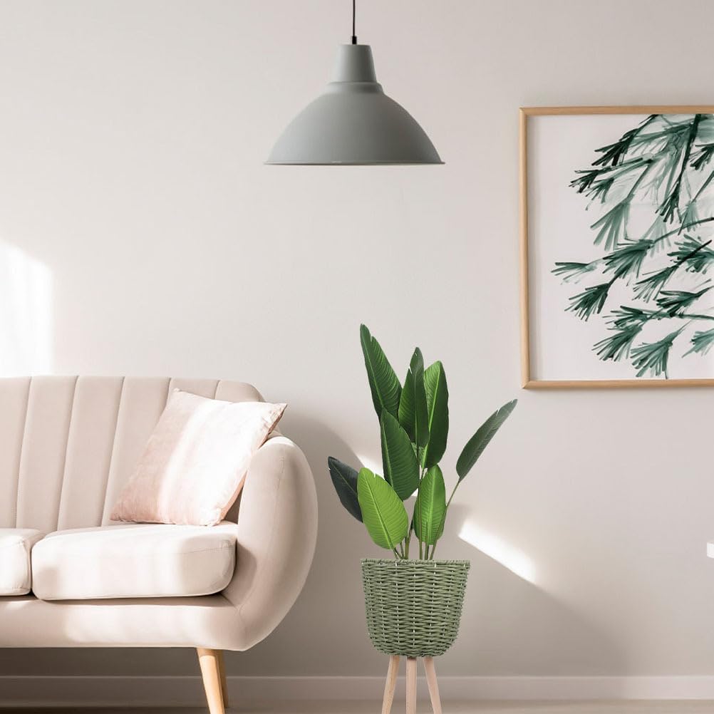 1pc Nordic Style Rattan Flowerpot Stand Handmade Woven Flower Basket for Indoor Plants Minimalist Floor Flower Container Sturdy Structure Raffia Grass