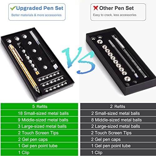 Uni-Fine Fidget Magnetic Pen Gold, 30 Metal Balls Decompression Magnetic Pen, JIKI Pen Creative Gift Funny Fidget Pen Office Suitable for Anxiety & Stress Reducing