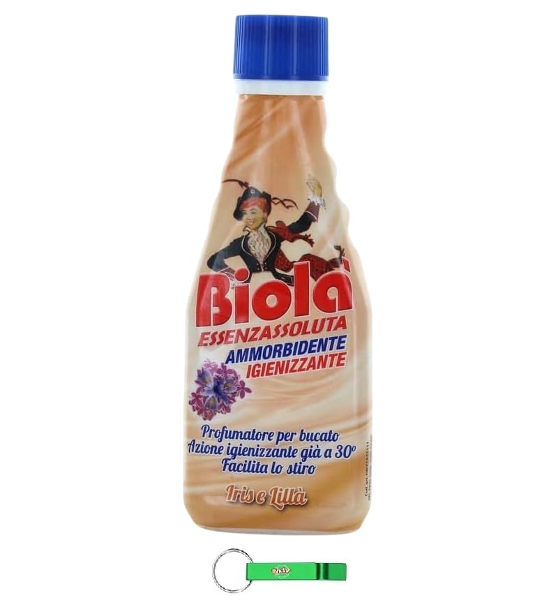 12x Biolà Essenza Assoluta Profumatore Ammorbidente - Hochkonzentrierter Wäscheerfrischer Iris und Flieder, Duft-Wäsche 250ml + Beni Culinari Kostenloser Schlüsselanhänger