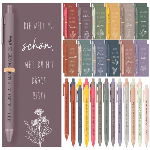 Tenare 24 Sets Motivation Geschenkset Abschiedsgeschenk für Kollegen Dankeschön Geschenk für Mitarbeiter Erzieher 24 Kugelschreiber mit mit Motivationsspruch und 24 Motivation Karten Team Geschenk