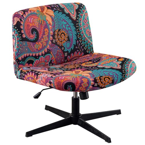 SONNACH Armless Chair Slipcover Stretch Criss Cross Chair Cover, Mid Back Wide Seat Accent Chair Covers,Modern Vanity Chair Cover for Office Desk (P)