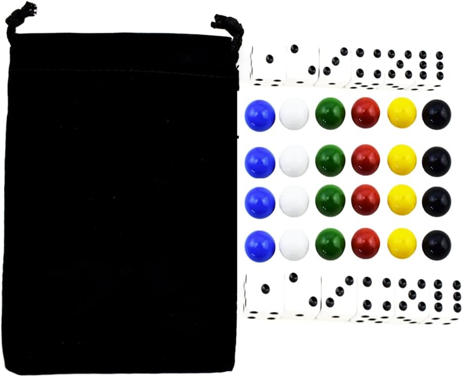 5/8 inch Marbles Board Game Replacement Playing Pieces with Dice 16mm
