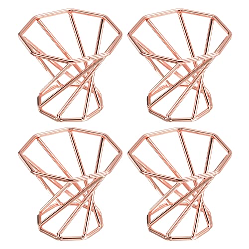 PATIKIL Air Plant Holder, 4 Pack Tillandsia Pot Base Container Metal Air Plant Rack Indoor Planter Stands for Home Rose Gold