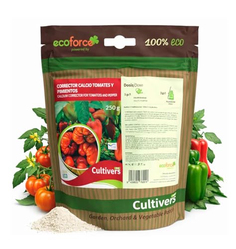 CULTIVERS Abono de calcio para tomates y pimientos 250 g | Fertilizante ecoógico soluble para cultivos hortícolas | Aporte de calcio para suelo y aplicación foliar | Uso en huerto y jardín