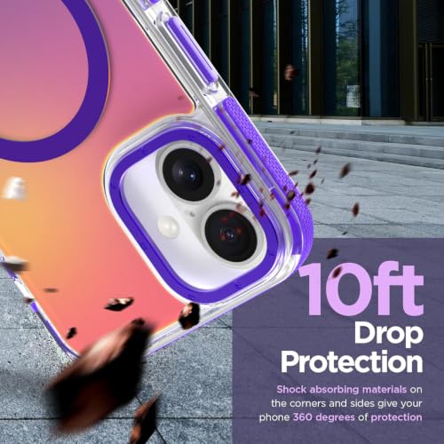 Image of Magnetic Case for iPhone 16 [Compatible with Magsafe] [Cute Fashion Fluorescent Design] [1 Screen Protector] Slim Translucent Matte Case for iPhone 16 6.1 inch 2024, Purple
