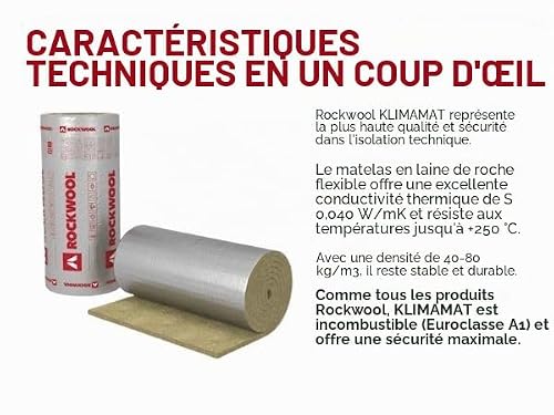 ROCKWOOL KLIMAMAT laine de roche lamellaire 40 mm – 6 m x 1 m CVC – vue 2
