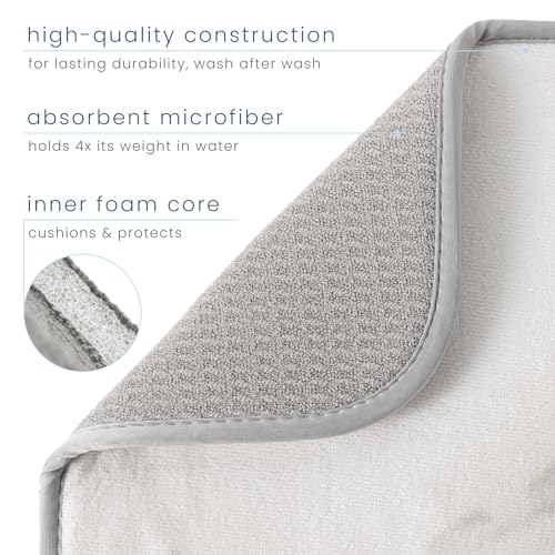 Image of S&T INC. Dish Drying Mat Jumbo, 18 inch x 30 inch, Absorbent Microfiber Kitchen Counter Mat, Dish Drying Pad for Dishes, Utensils, Pots and Pans, Jumbo, Grey Stone