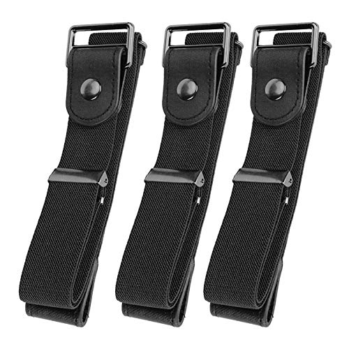 GLOGLOW 3 Set Elastic Belt, Women Men Elastic Band Elastic Stretch Belts Stretch with Metal Buckle Clothing(Black) Artificial Flowers2