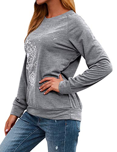 Dresswel-Damen-Loewenzahn-Sweatshirt-Langarmshirt-Pusteblume-Drucken-Pullover-Herbst-Winter-Bluse-Tops-Oberteile