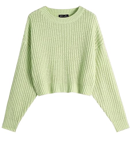 Ckikiou Spring Fall Crew Neck Batwing Cute Cropped...