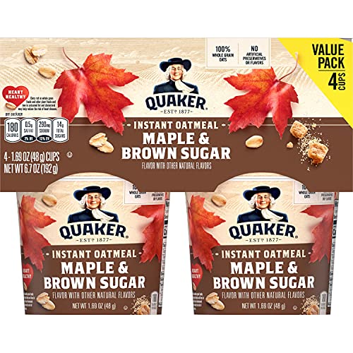 Image of Quaker Instant Oatmeal Express Cup Maple Brown Sugar, 1.69 Ounce (Pack of 4)
