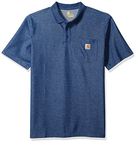 Carhartt Men's Big Big & Tall Contractors Work Pocket Polo Original Fit K570, Dark Cobalt Blue Heather, 3X-Large/Tall