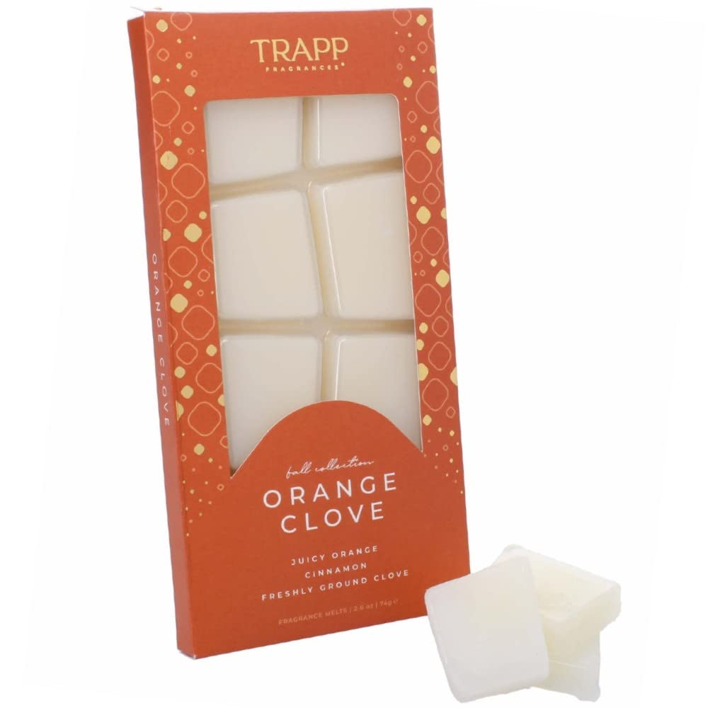 TRAPP2.6oz Orange Clove Fragrance Wax Melts, Seasonal Home Collection, 30 Hours - Soy Wax Fragrance Melts, Notes of Juicy Orange, Cinnamon, Freshly Ground Clove