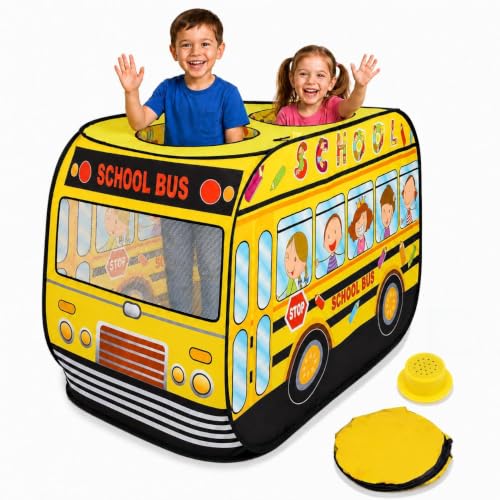 Playbees Musical School Bus Pop Up Play Tent with 3 Openings...