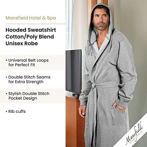 Mansfield Unisex Hooded Sweatshirt Cotton Polyester Blend Spa Robe Bath Robe, Grey3
