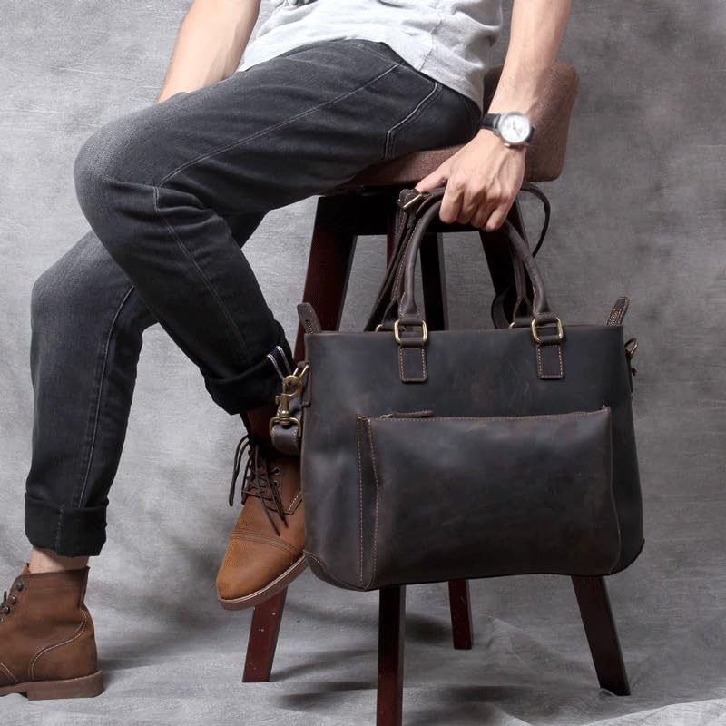 JSEIAJB Vintage Briefcase Crazy Horse Leather Tote Shoulder Crossbody Bag Outdoor Backpack3