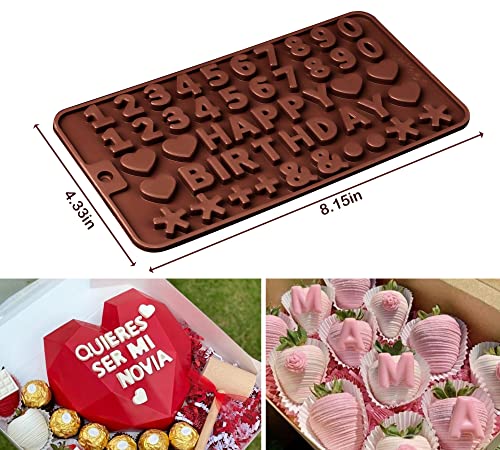 Sidosir 4Pcs Chocolate Molds, Break-Apart Chocolate Molds And Letter And Number Silicone Candy Mold For Birthday Cake Decorating #TOP5