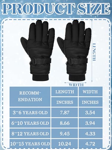Image of SATINIOR 2 Pairs Kids Waterproof Winter Snow Gloves Ski Gloves for Boy Girl Outdoor Warm Thickening Snowboard