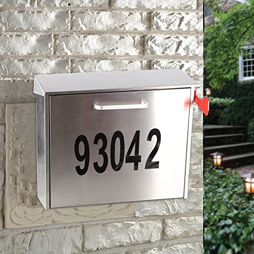 Image of Wall Mount Locking Mailbox with Code Lock - Large Capacity Security Password Metal Lock Mailbox - Waterproof Stainless Steel Vertical Drop Mail Box Outdoor
