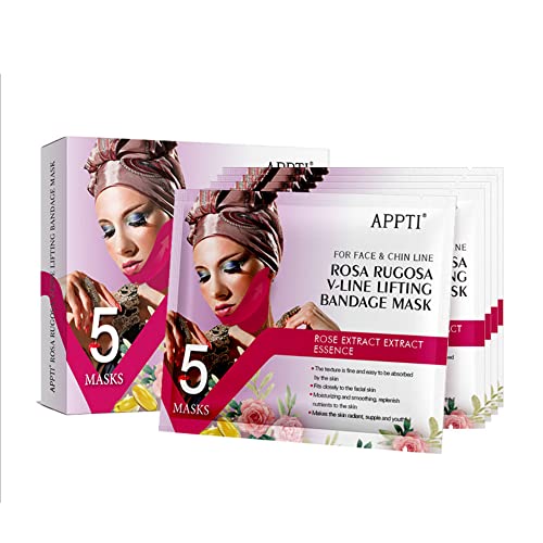 V-Linien-Maske, V-Gesichtsmasken Doppelkinn-Reduzierer, Konturlifting, Straffende Feuchtigkeitsspendende Halslinie, Fading-Maske, V-Form Rose Essence Facial Firming Mask Cover
