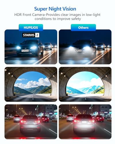 Image of HUPEJOS AI 4K Dash Cam Front and Rear Recording with Driver Monitoring System, 360 View 4 Channel Dashcam Car Camera, STARVIS 2 Night Vision, 5G Wi-Fi GPS, 3 inch Touch Screen, with 64GB Card, V8 MAX