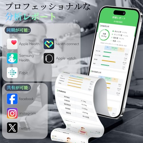 arboleaf 体重計 体組成計・体脂肪計 カラダスキャン スマホ連動 データ自動転送 あすけん連携 部位別測定 全身測定方式 体重/体脂肪率/BMI/筋肉量/26項目測定 8電極 Bluetooth対応 アプリ対応/apple watch/GoogleFit/Fitbit/appleヘルスケア連携 高精度/登録者無制限/自動認識 ヘルスメーター 電池付属 1年メーカー保証 の商品画像 5