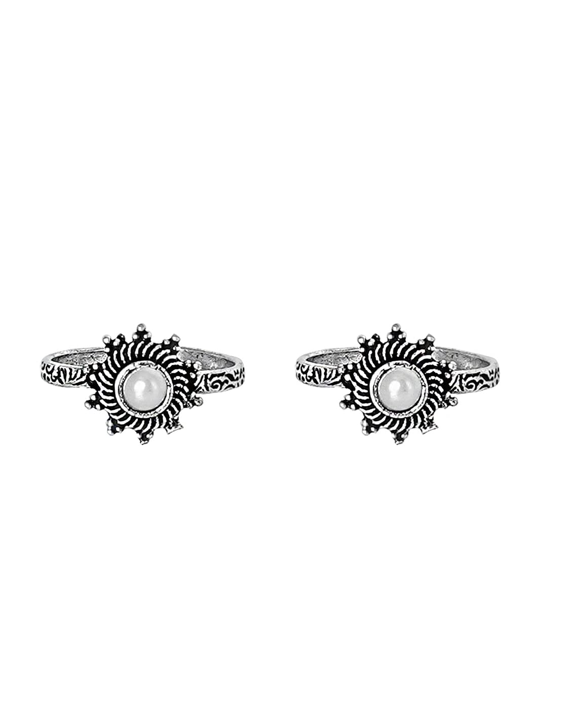 Aashvi White Silver Oxidised Toe Rings for Women-image-25