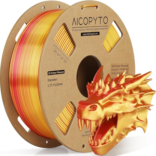 Image of Dual Color Silk PLA 3D Printer Filament 1.75mm, Dual Color 2-in-1 Red-Gold Silk Filament 1KG Spool (2.2lbs) Dimensional Accuracy Probability + /- 0.02mm Fits for Most FDM 3D Printers, Red-Gold