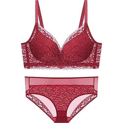 Soutien-gorge push-up dentelle rouge 95C anti-marques, le confort sexy sans couture grande taille