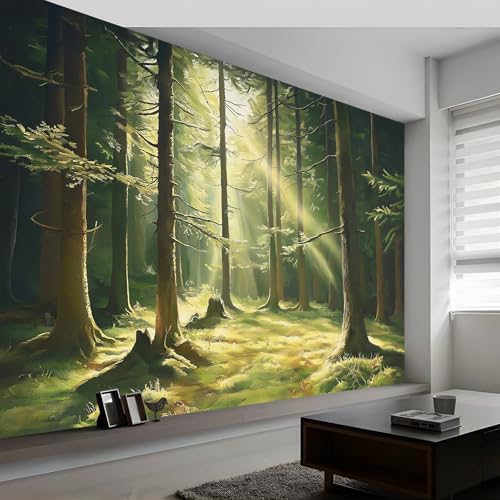 Papier peint forêt vert 400 x 280 cm pour créer un cocon nature salon