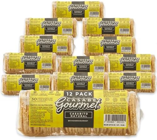 Casabe Gourmet Large Cassava Chips โ Natural Flavor โ 12 Pack, Vegan, Gluten Free, Organic Low Carb Cassava Crackers, Made in Venezuela