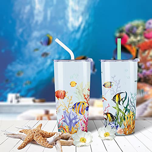 NymphFable 20oz Tropical Pescado Taza Termo Cafe para Llevar Taza Termica Acero Inoxidable Taza Personalizada - Imagen 4