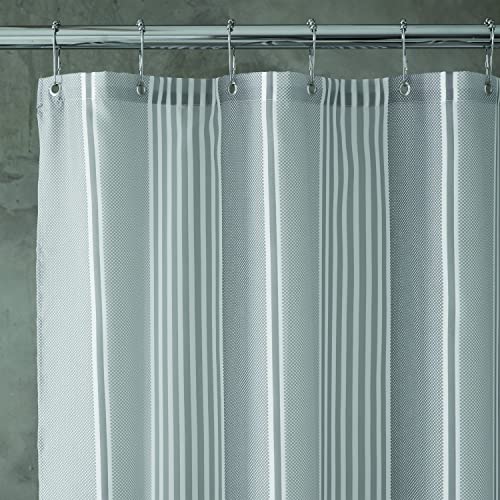 Catherine Lansfield Textured Stripe Shower Curtain Silver, W 70.9" x L 70.9" (1 Panels) - Image 2