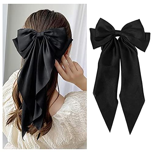 1PC Satin Hair Bows for Women Large Hair Barrettes Ribbon for Gir...