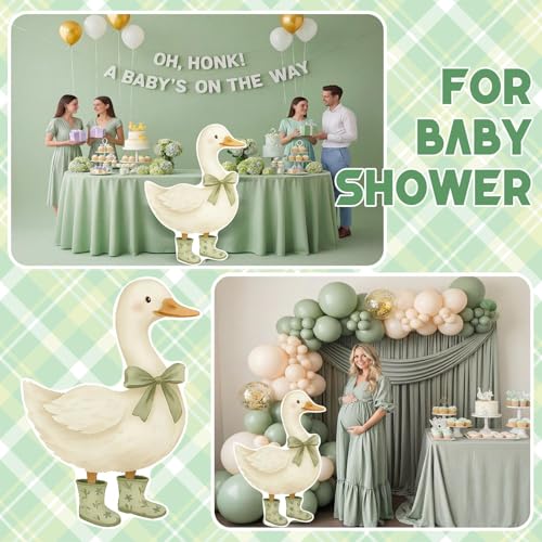 Image of Croblissful One Silly Goose Party Decorations 1st Birthday Backdrop Duck Animal Background Prop for Birthday Baby Shower Party Supplies(Green,Goose)