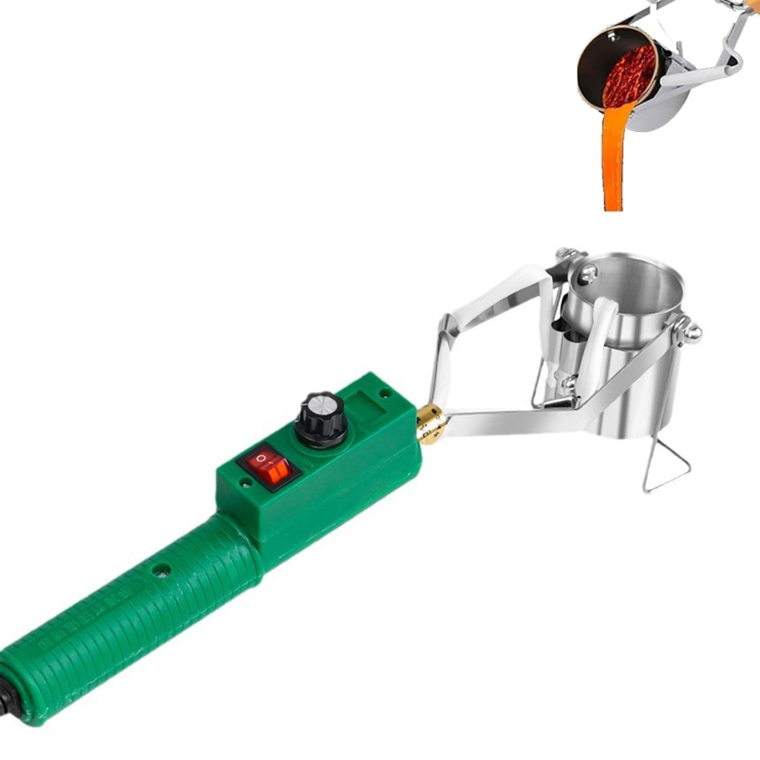 Mini garnek do topnienia ołowiu 420 W, elektryczny garnek do topienia 150-450 ℃, piec lutowniczy o pojemności 1100 g z uchwytem, metalowy tygiel do odlewania i wisiorka do form wędkarskich