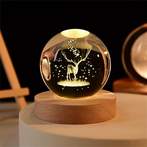 Miniatura 4 de Figura de bola Wapiti de cristal 3D Feng Shui para oficina, decoración de tormenta, bolas de cristal, adornos de estatua de animal wapiti para
