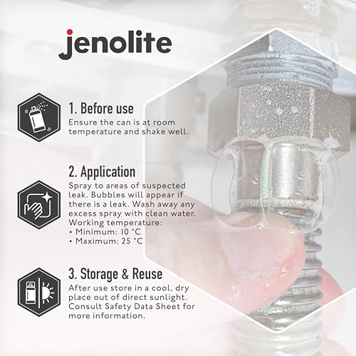 JENOLITE Gasleckdetektor-Spray, nicht brennbar und nicht korrosiv, 400 ml, Erkennung von Lecks in Heizung, Sanitär, Klimaanlage und mehr, DVGW-zertifiziert