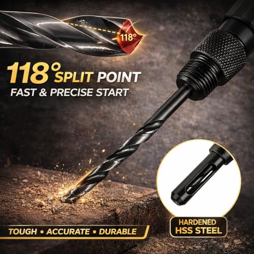3-Piece VIX Bits Self Centering Drill Bit Set, HSS4341 Self-Centering Hinge Bit for Cabinet Door Hinges & Hardware, 3/32 7/64 1/8 Center Drill Bit Set, 1/4 Hex Shank + Hex Key by VEKEUP - Used condition - Image 5