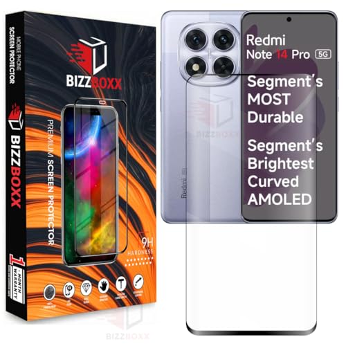 Image of Compatible With Redmi Note 14 Pro 5G Full Glue Tempered Glass Screen Protector Guard With Curved Edges - Anti-Fingerprint Screen Guard, UV Glue Not Required (Note 14 Pro) - Pack of 1