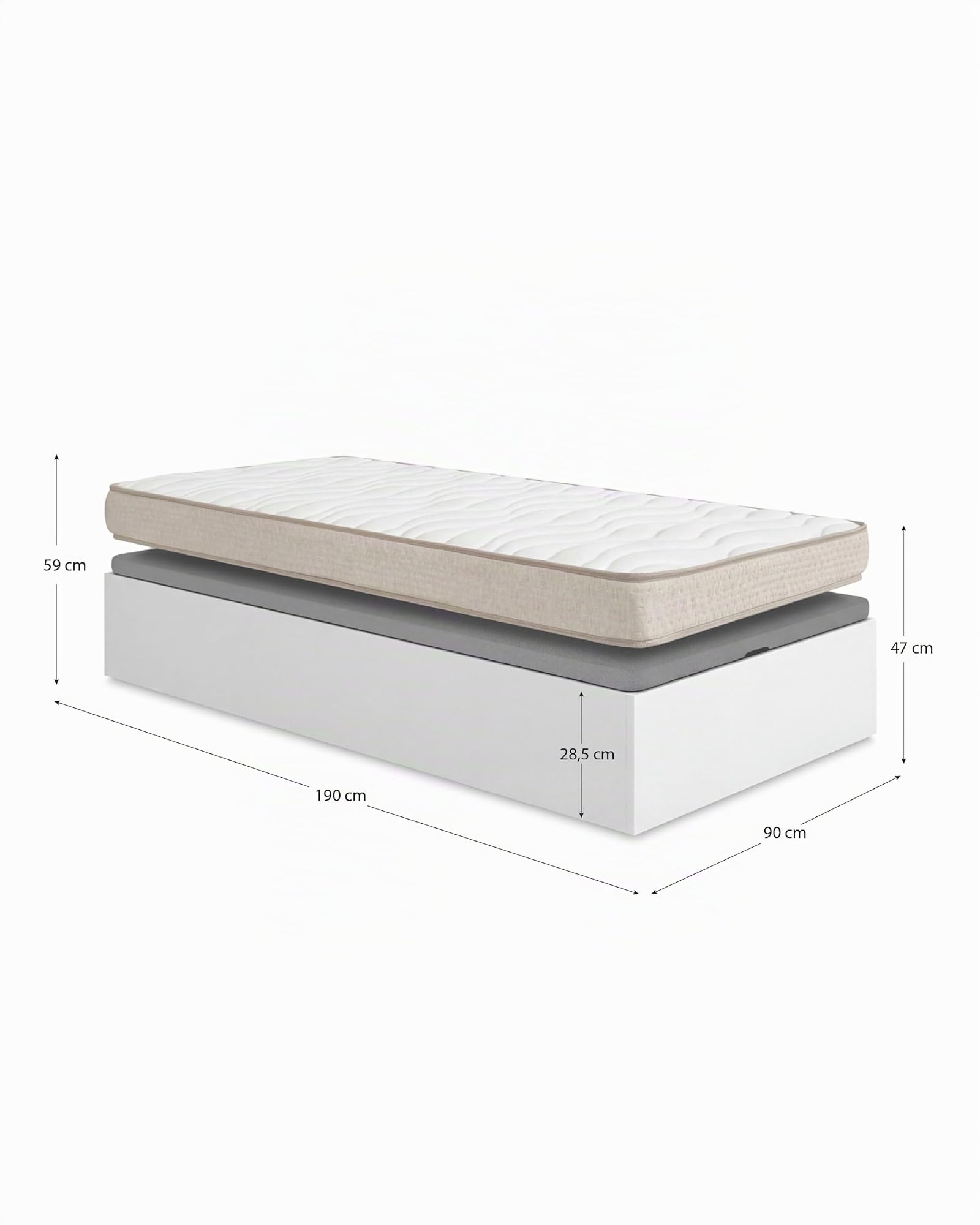 DEKIT - Pack Ahorro Juvenil Canapé abatible Nest con Colchón viscoelástico Nova 90 x 190 cm